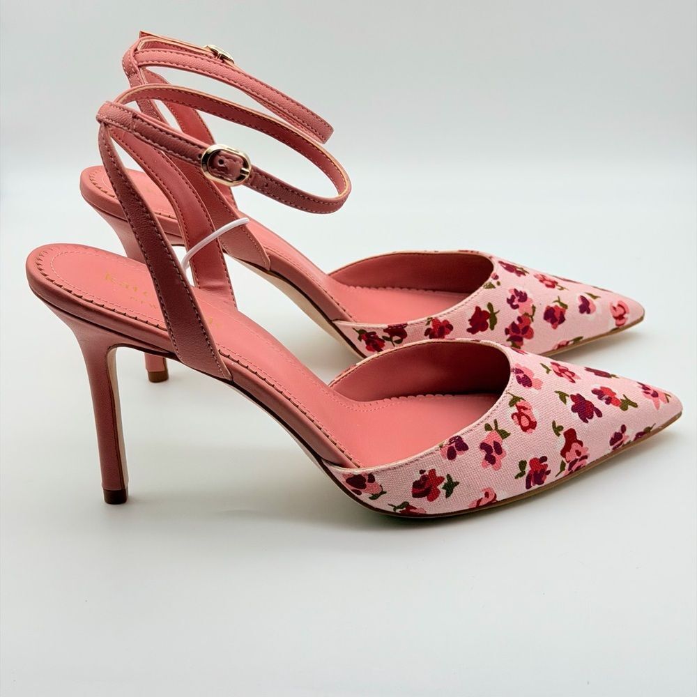 Kate Spade Pink Floral Heels Size 8B NWOT - Picture 5 of 9
